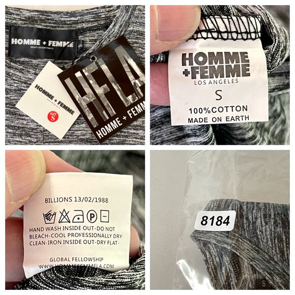 Homme + Femme NEW Womens Triple Layer CrossT-Shirt Sz S Heather Gray - Picture 10 of 11